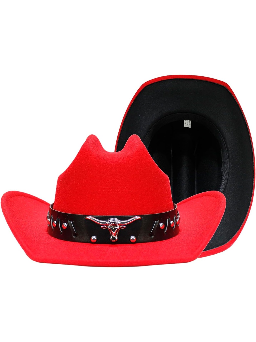 Unisex Red 100% Polyester Western Outback Studded Bull Band Hat Cowboy Hat